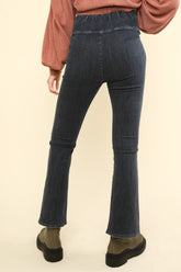 Stylish Washed Denim Crossover Waist Stretch Leggings for Women